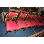 Set of four Edwardian oak chairs