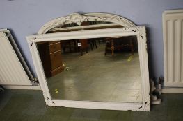 Two white painted mirrors, 109cm x 80cm and 127cm x 94cm (over mantle)