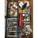 A box of assorted watches, including dials and faces, pocket watches etc.