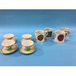 Four Vaux pint mugs, 'Wade' and 'Seton', to include; four cups and saucers in the style of Clarice