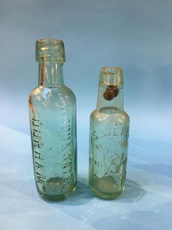 Eight glass advertising bottles from Durham to include, 2 Jessop and Foster, Wm Hedley, 3 Wood and - Image 3 of 6