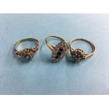 Three 9ct gold dress rings, total weight 7.0 grams