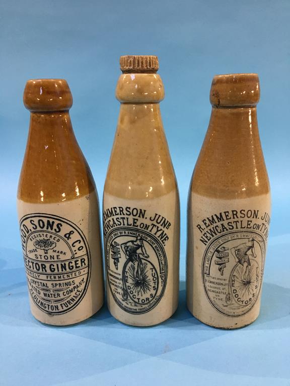 Six stoneware advertising bottles to include Wood and Sons, Bedlington Furnace, Jason McKie and Son, - Image 4 of 4