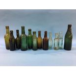 Twelve glass advertising bottles 'Gateshead' to include; 3 Dowson Brothers, 2 J. Kershaw, J.