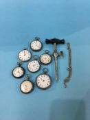 A corkscrew and seven Ladies pocket watches