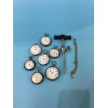 A corkscrew and seven Ladies pocket watches