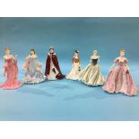 Three Royal Worcester figures and three Coalport figures