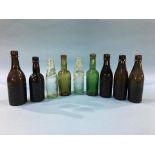 Nine glass advertising bottles, 4 Bewick Bros. of Blaydon, 5 from North Shields to include M. Knott,