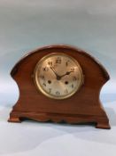 A mahogany 8 day mantel clock