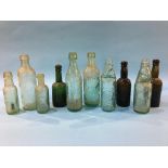 Ten glass advertising bottles to include The Aerated Water Co., Annfield Plain, James Hall,