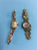 Two ladies 9ct gold wristwatches (not straps)