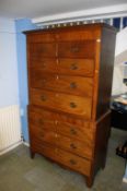 A 19th century mahogany chest on chest, with two short and six long drawers, supported on bracket