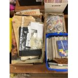 Two boxes of stamp albums and loose stamps, and a box of 1st Day covers