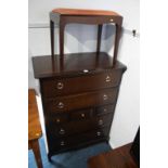 Stag chest of drawers and stool