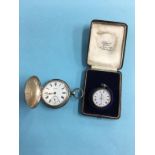 A silver pear cased pocket watch and a Ladies Continental pocket watch, stamped 925