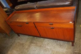 A short teak sideboard, with two drawers and three doors, 180cm wide