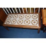 Teak and tiled top coffee table