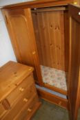 Pine gents wardrobe and chest of drawers