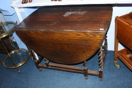 Oak barley twist gateleg table