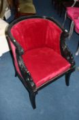 A black painted Regency style armchair