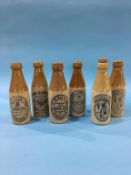 Six stoneware advertising bottles to include Wood and Sons, Bedlington Furnace, Jason McKie and Son,