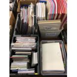 Four boxes of 3D pop up cards, paper pads, landscape cards and envelopes, mats and frames