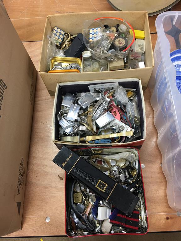 Three boxes of watches (spares and repairs)