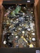 A large tray of assorted watch parts (spares and repairs)