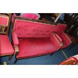 An Edwardian mahogany settee and armchair