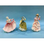Three Royal Doulton figures 'Buttercup', 'Sharon' and 'Elaine'