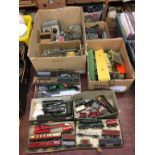 A large collection of railway carriages, rolling stock accessories, power supplies and track