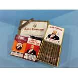 A box of cigars (sealed); 25 King Edward Invincible Delux, a (sealed) packet of 5 King Edward