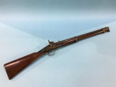 A Victorian Enfield percussion cavalry carbine, stamped Enfield 1864/68 and VR