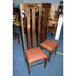 After Charles Rennie Mackintosh, a pair of oak high back single chairs