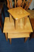 Oak nest of three tables