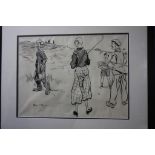 Arthur Ward, felt tip, signed, 'Golfing Scene', 33 x 43cm