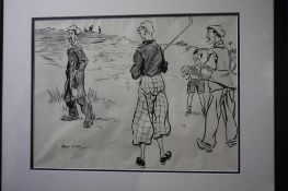 Arthur Ward, felt tip, signed, 'Golfing Scene', 33 x 43cm