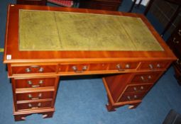 Reproduction walnut pedestal desk, 200cm x 60cm