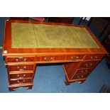 Reproduction walnut pedestal desk, 200cm x 60cm