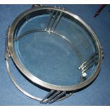 A modern chrome two tier circular glass coffee table, 84cm diameter