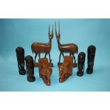 African carved book ends, busts etc.