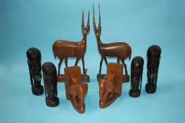 African carved book ends, busts etc.