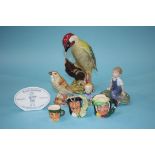 Beswick woodpecker, Copenhagen figure, Royal Doulton jug etc.