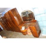 An Art Deco walnut three piece bedroom suite