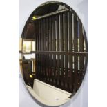 Pair of bevelled edge oval mirrors, 77 x 56cm