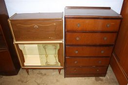 Oak chest of drawers and retro bureau