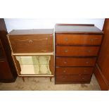 Oak chest of drawers and retro bureau