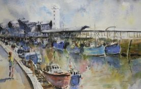 Robert A. Oliver, (1960 -), watercolour, signed, dated **93, 'North Shields Fish Quay', 35 x 54cm