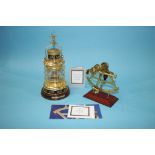Reproduction model sextant and a ships lamp
