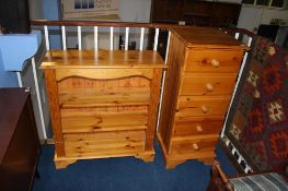 Pine bookcase and pine chest of drawers, 83 x 46cm wide